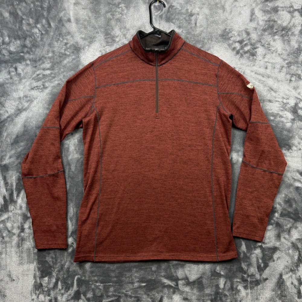 KUHL Pullover Mens Medium Red 1/4 Zip Long Sleeve Thumbhole Hiking Activewear